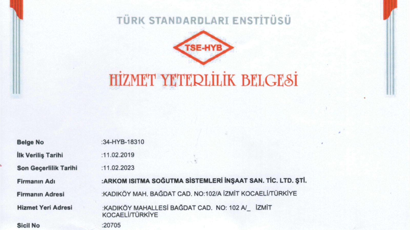 Arkom Teknik Sertifika - TSE Belgesi - TSE BELGESİ-4